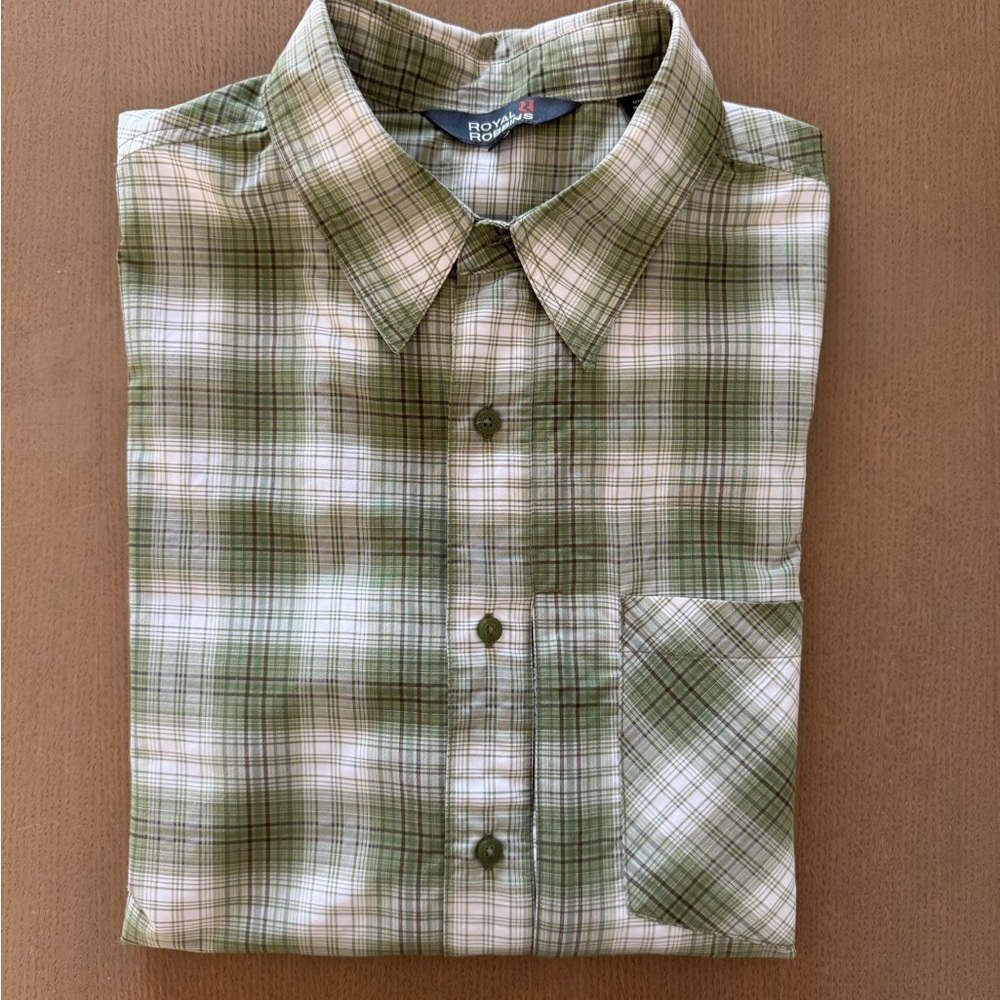 Royal Robbins Olive and White Plaid Button Down Shirt - Picture 6 of 7